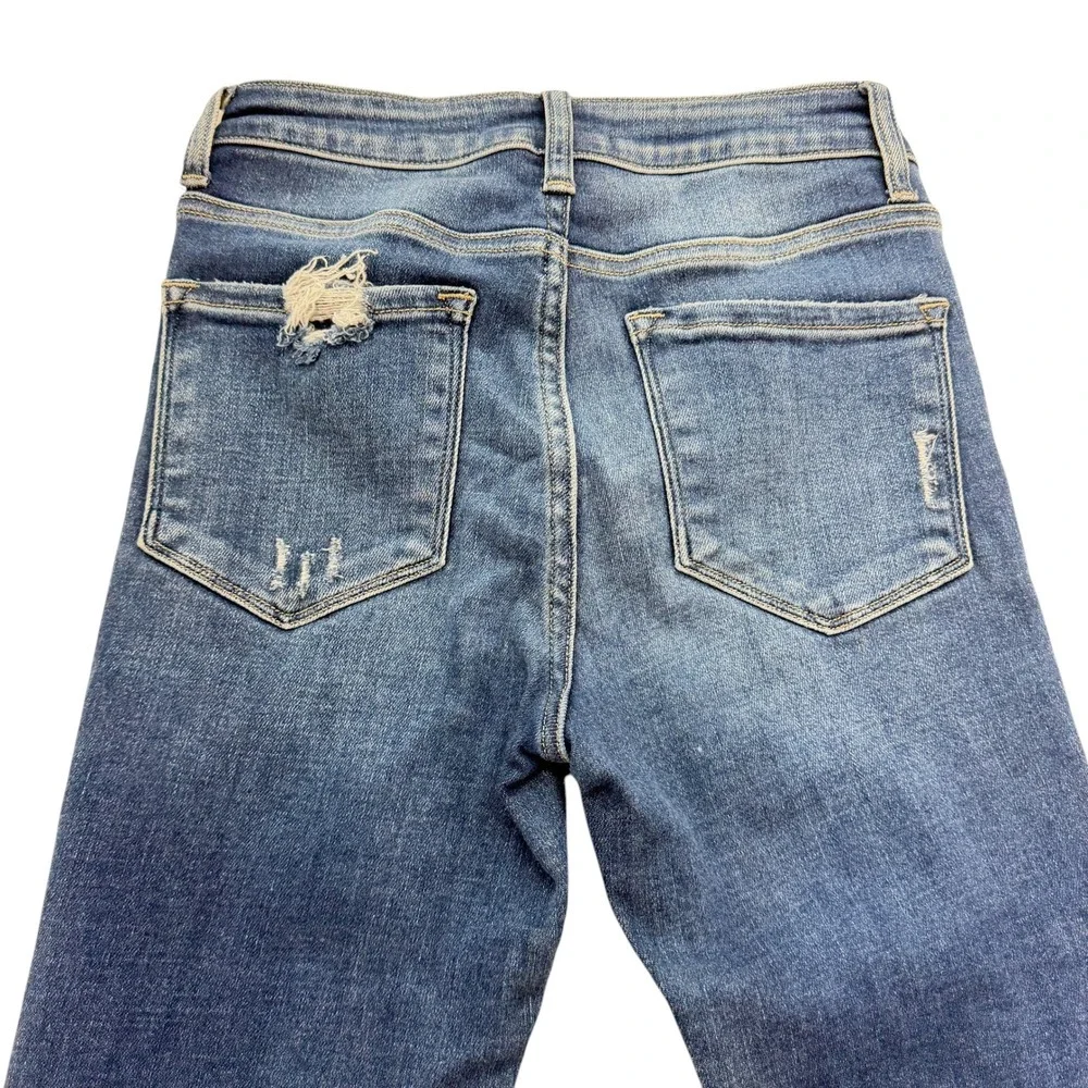 Flying Monkey Womens Skinny Jeans 25 Medium Wash Distressed Denim Frayed Hem
